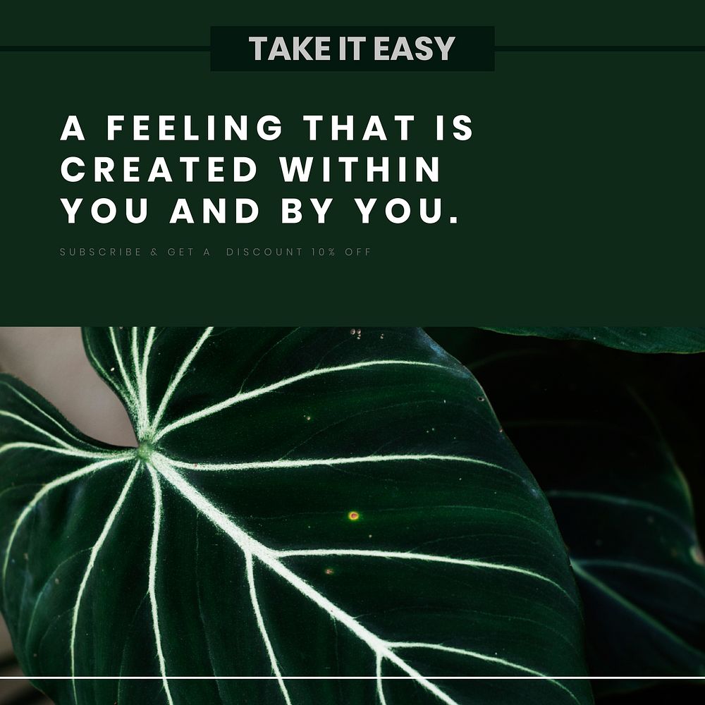 Plant aesthetic Instagram post template, monstera leaf vector