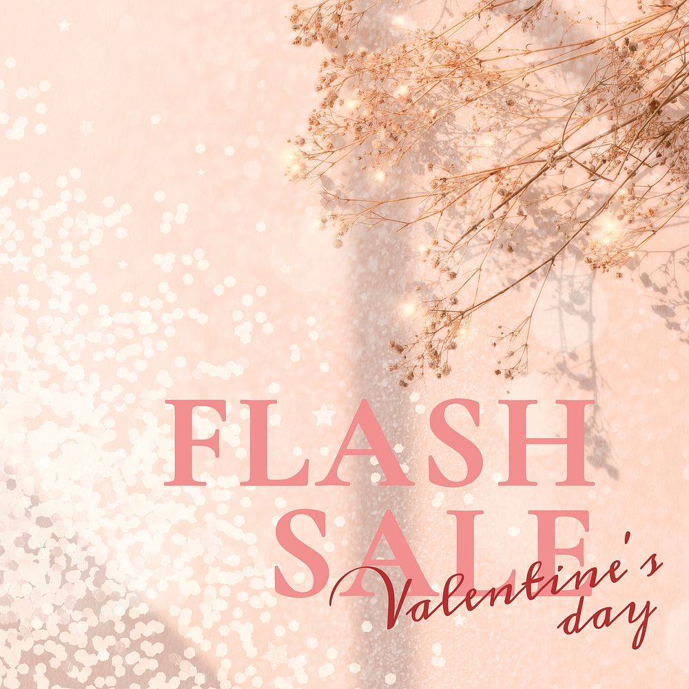 Flash sale on Valentine&rsquo;s day shop ads for social media post