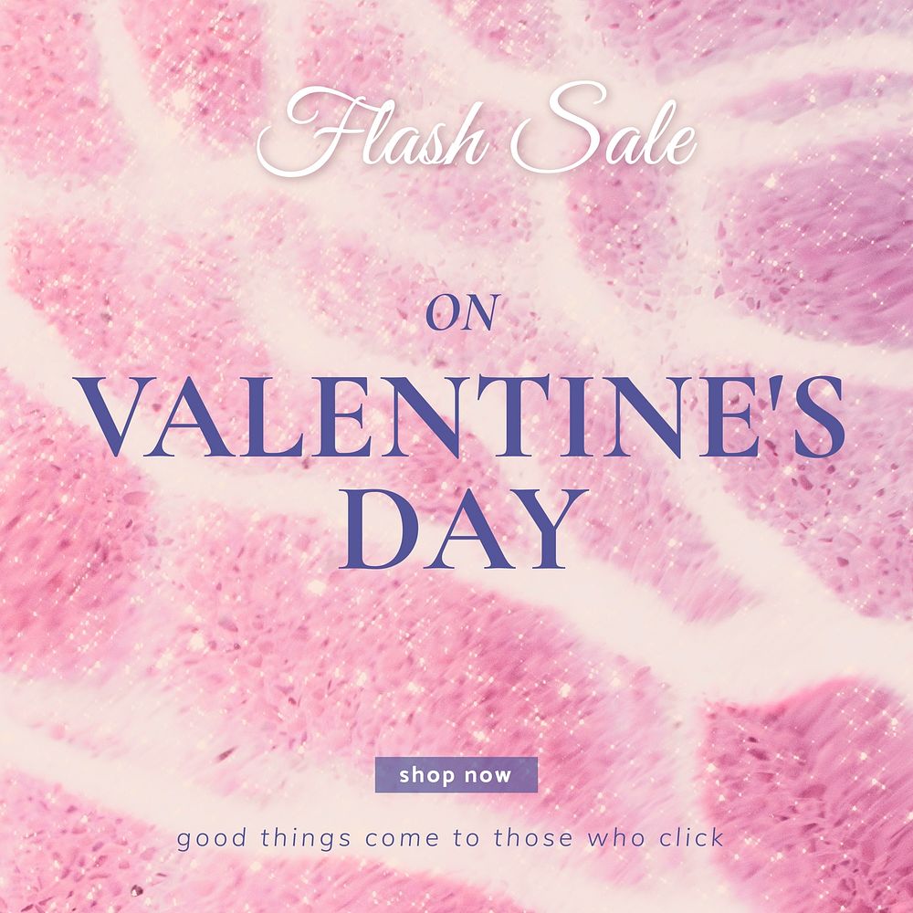 Flash sale on Valentine&rsquo;s day shop ads for social media post