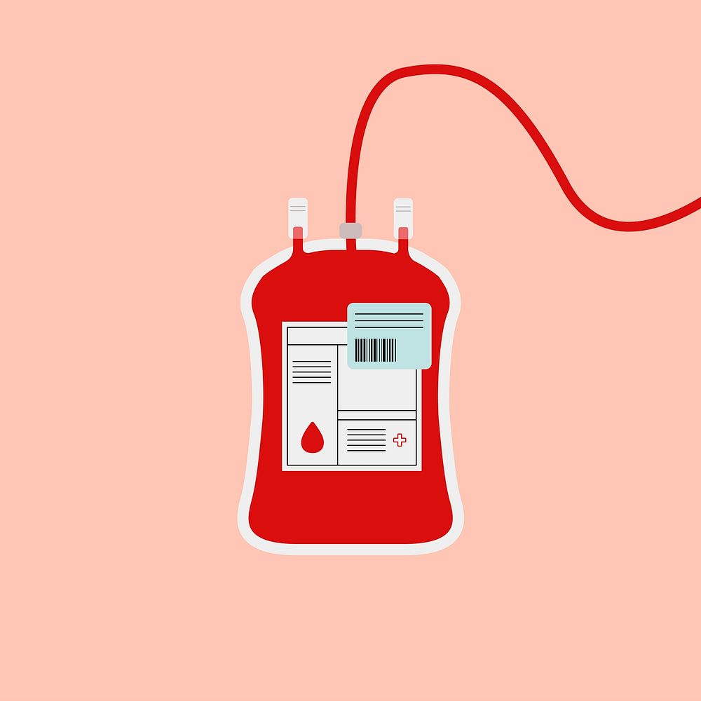 Red blood bag health charity illustration