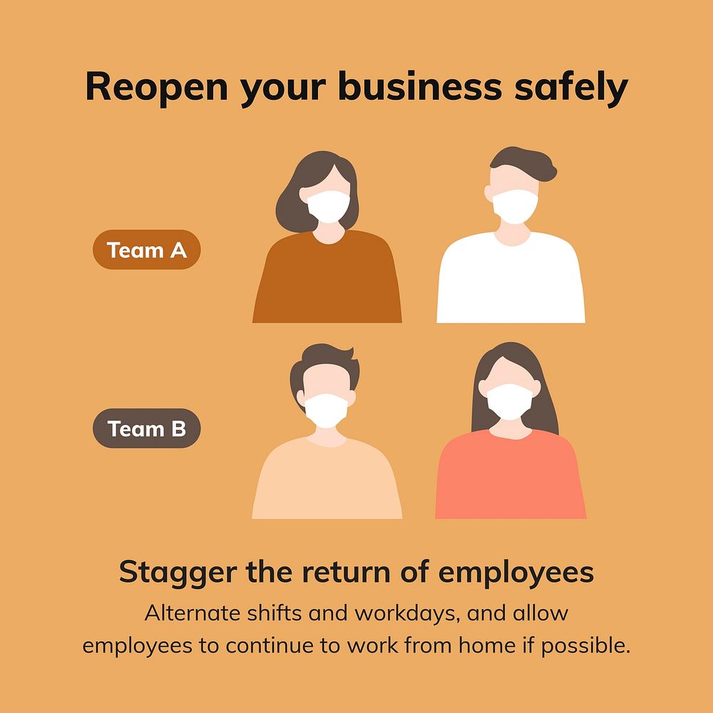 Reopen business infographic post, return to work guidance for employees