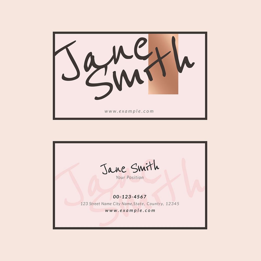 Business card template vector pink style set