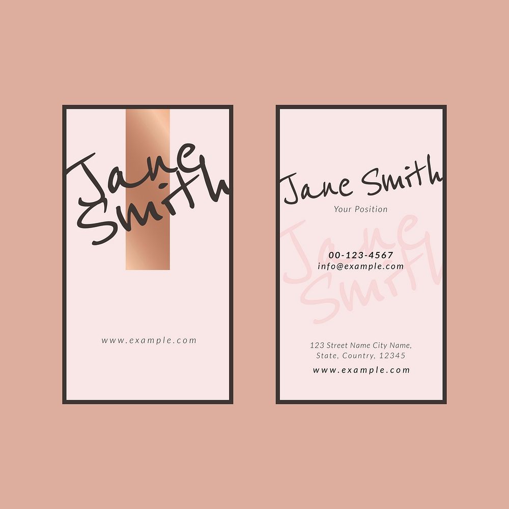 Business card template vector pink style set