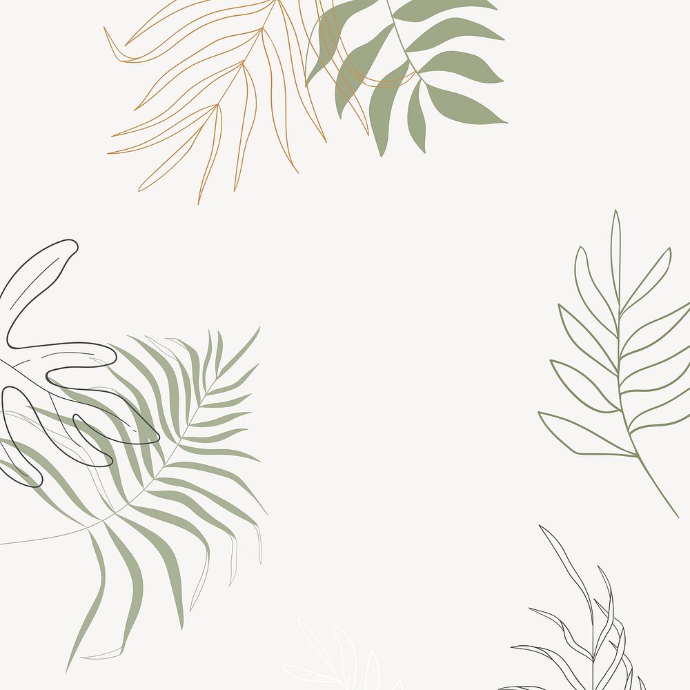 Leaf frame illustration background, line art