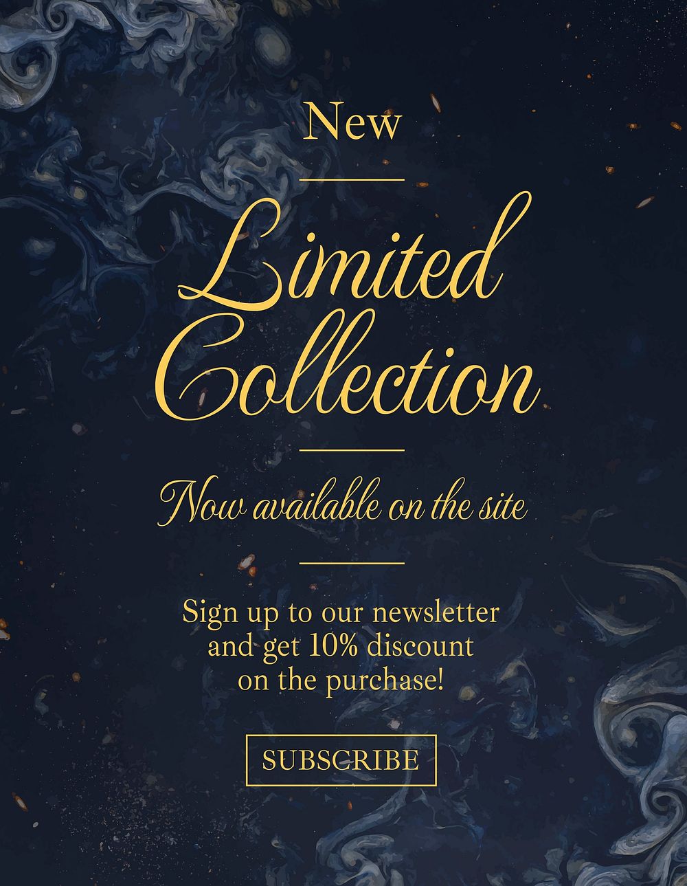 Limited collection flyer template, dark elegant, editable text vector