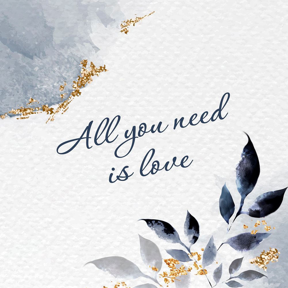 Love quote instagram post template, blue aesthetic, editable text vector