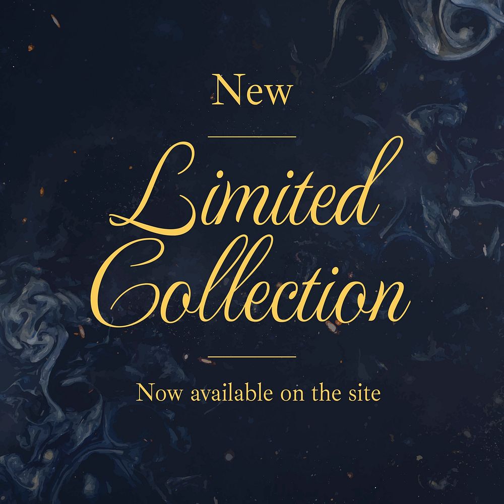 Limited collection instagram ad template, dark elegant, editable text vector