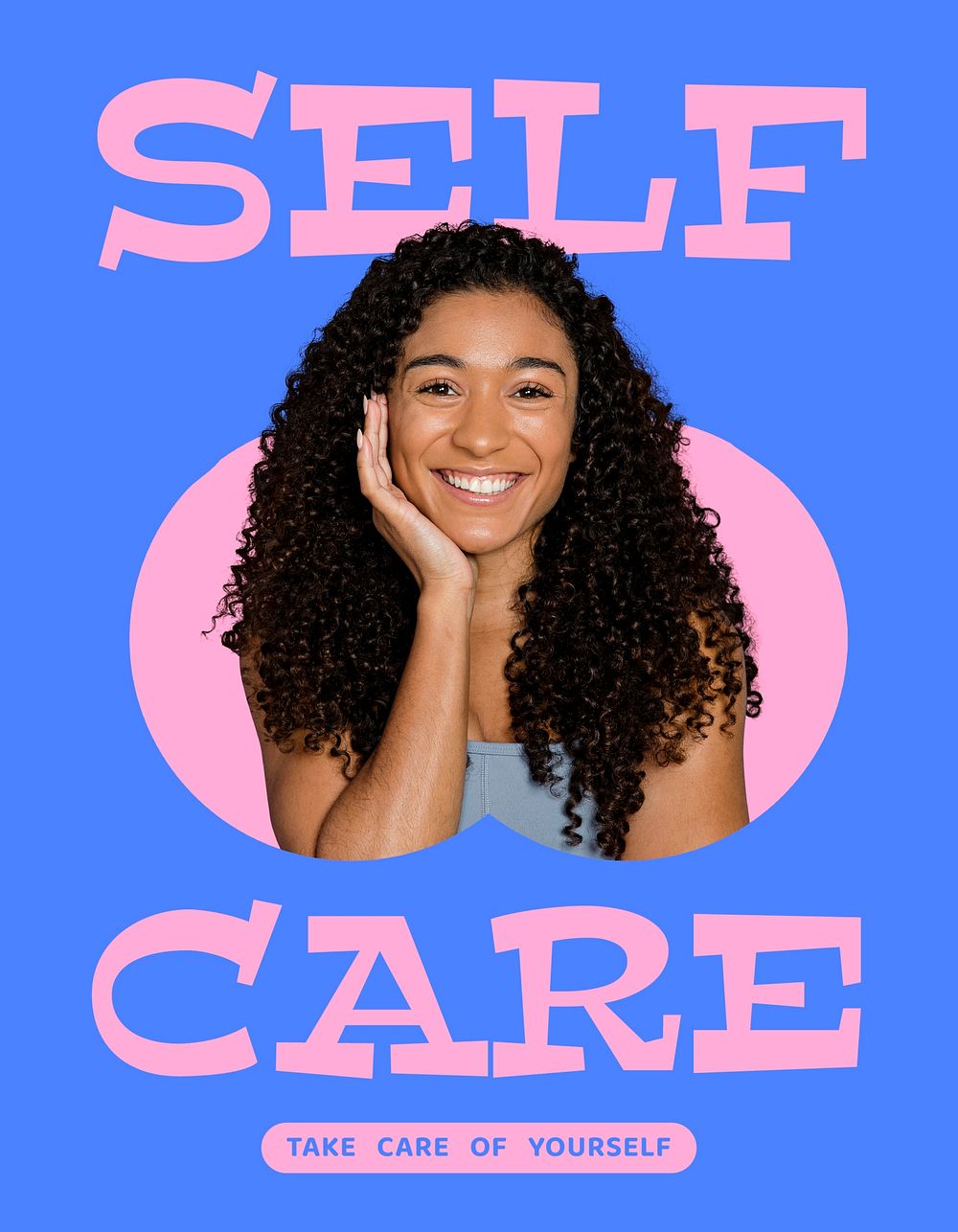 Self-care flyer template, blue design psd