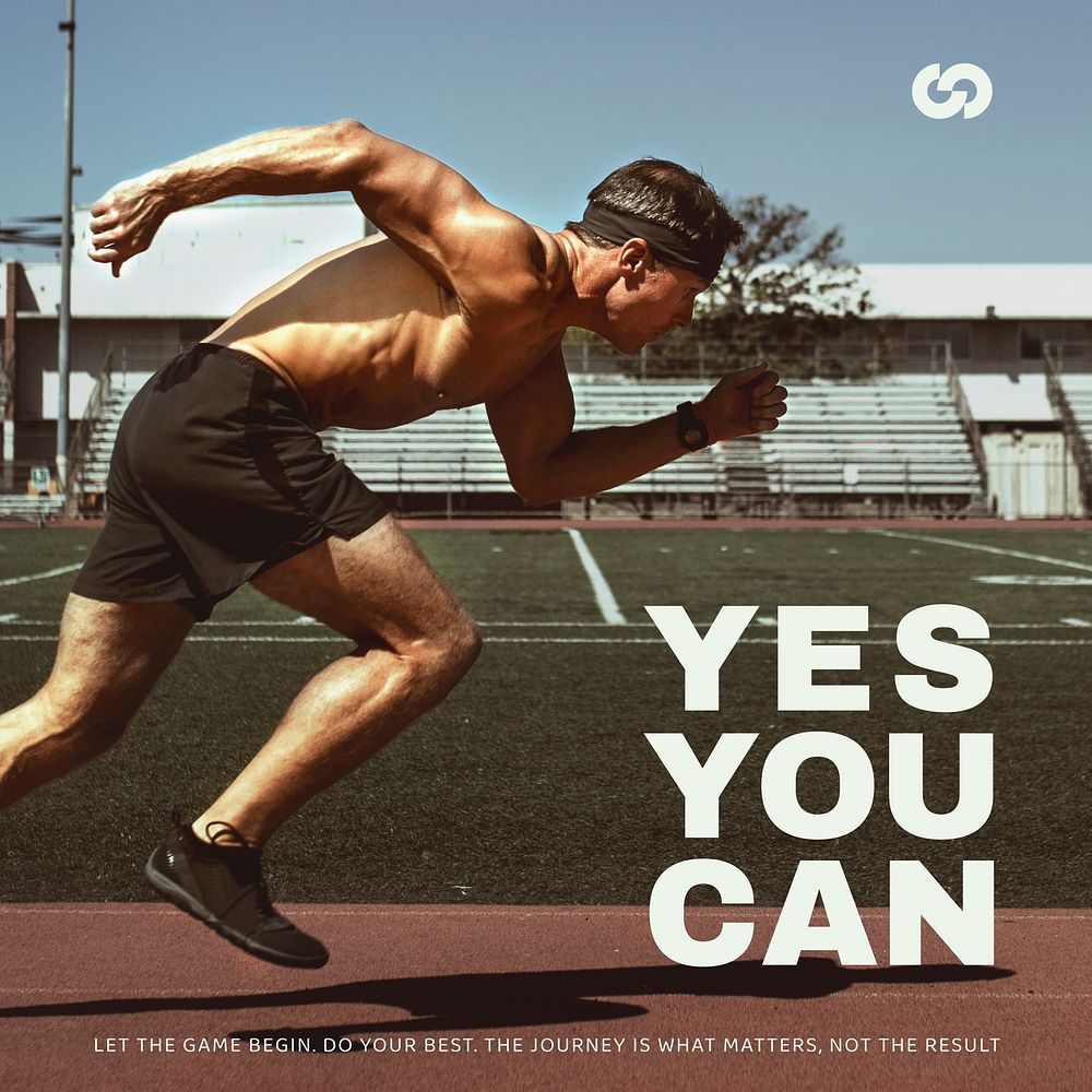 Sports motivation Instagram post template, yes you can text vector