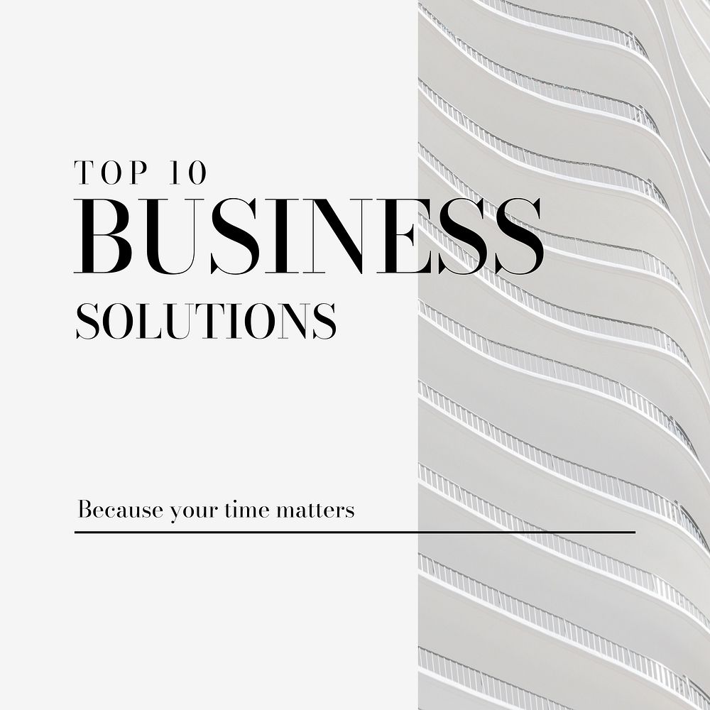 Business solutions Instagram post template, white modern design vector