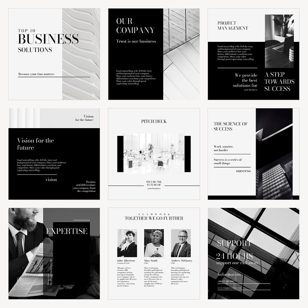 Professional business Instagram post template set vector