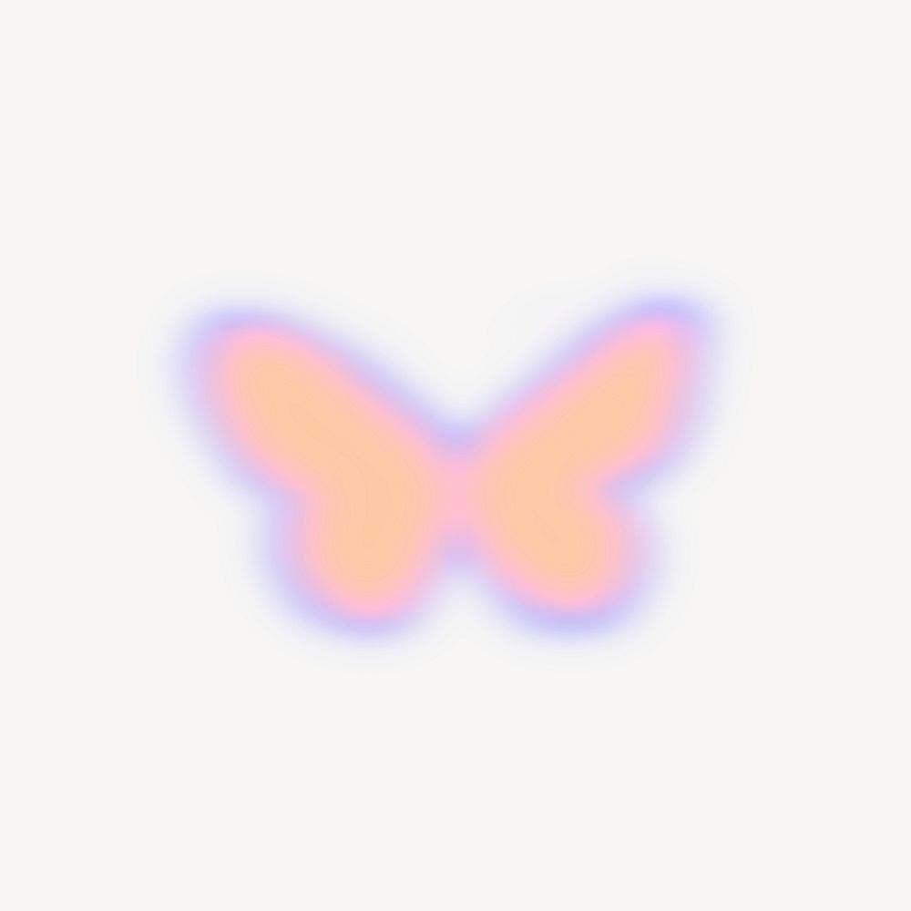 Blurry butterfly collage element, gradient aesthetic design psd