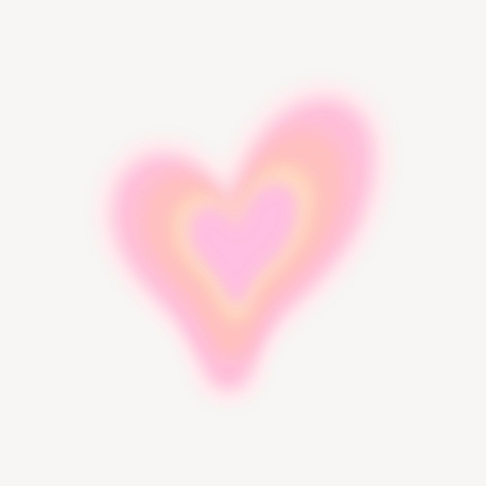 Blurry heart collage element, aesthetic design psd