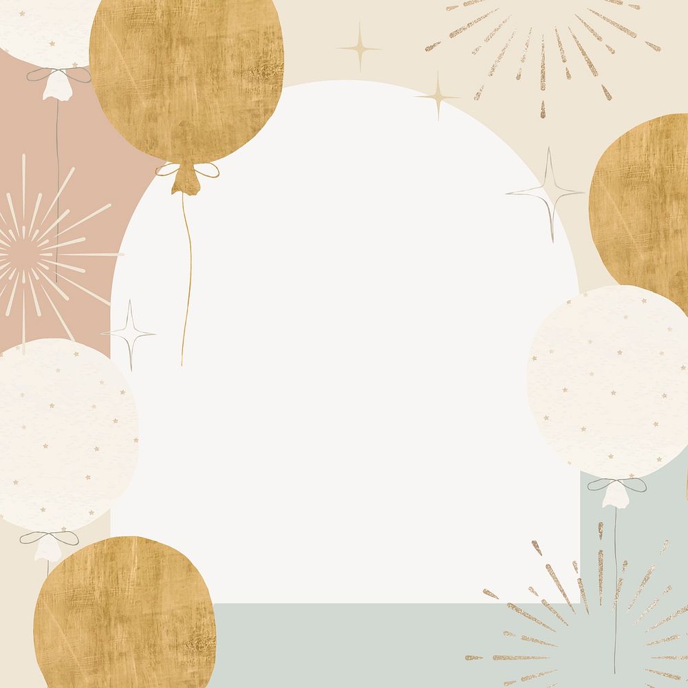 Cute birthday frame background, pastel design psd