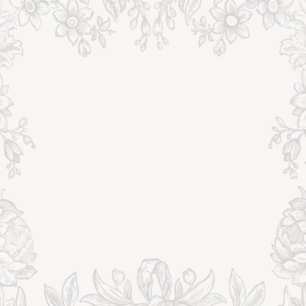 Aesthetic floral frame background, white design