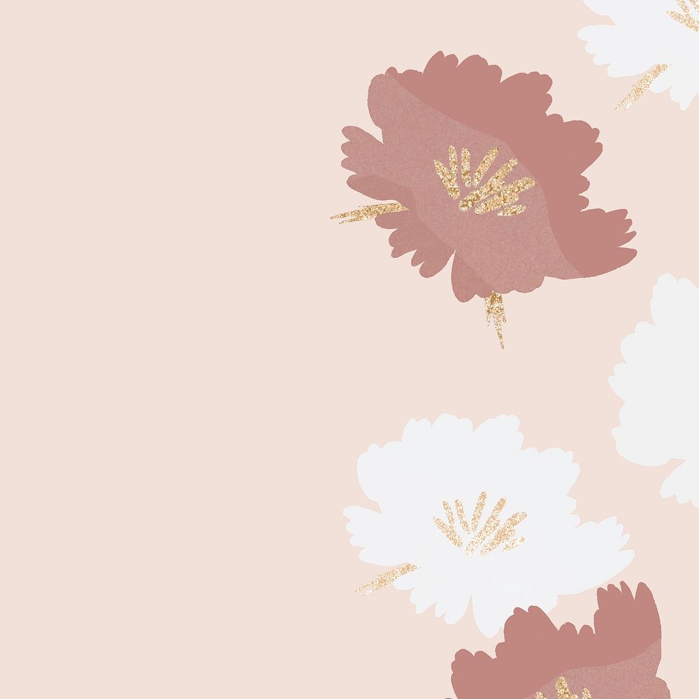 Pink flower border background, aesthetic design vector