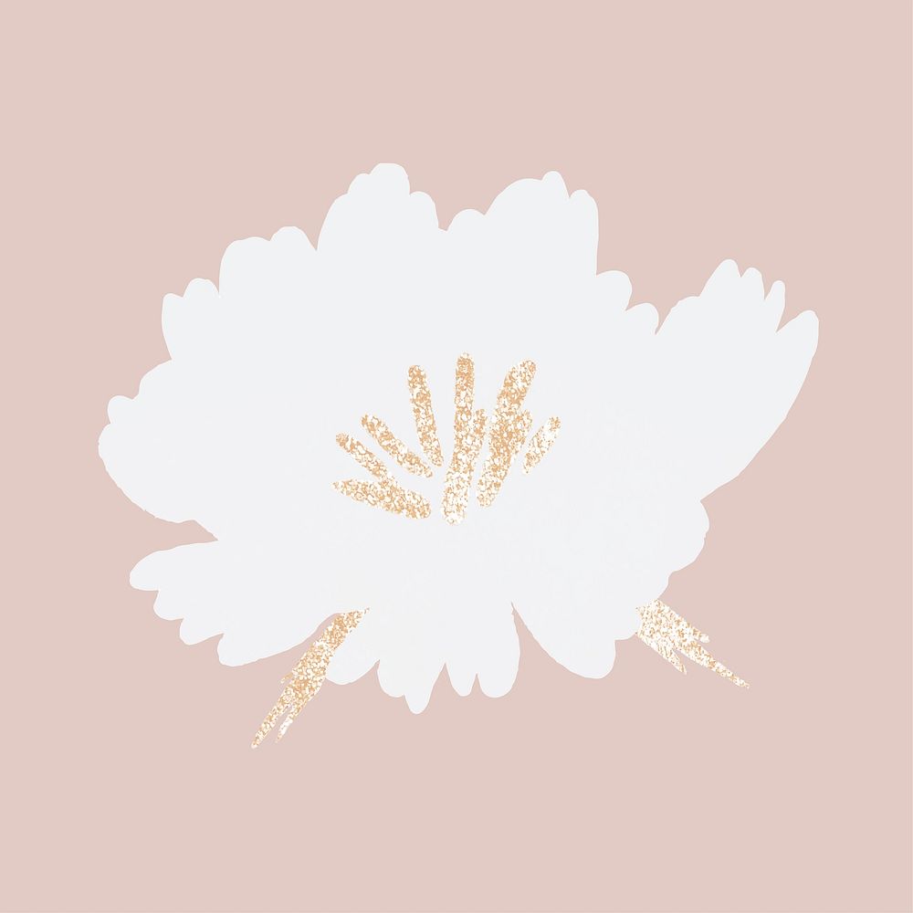 White flower collage element, aesthetic design vector