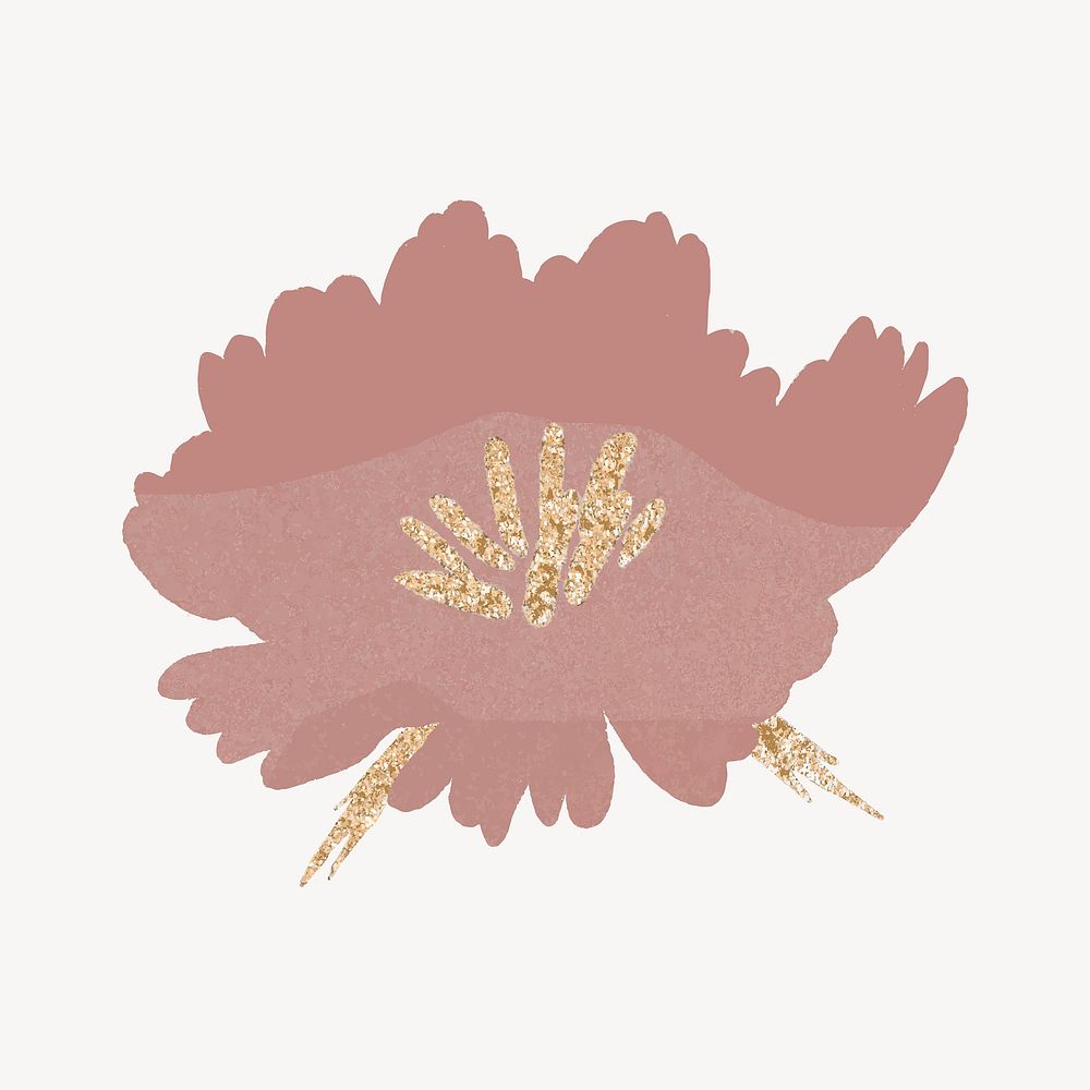 Pink flower, aesthetic gold glitter design