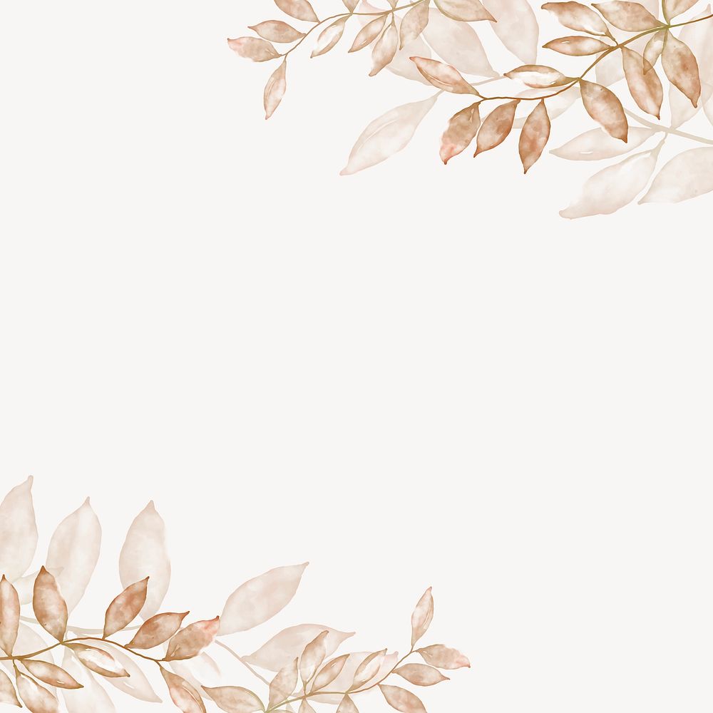 Brown leaf border background, aesthetic design psd