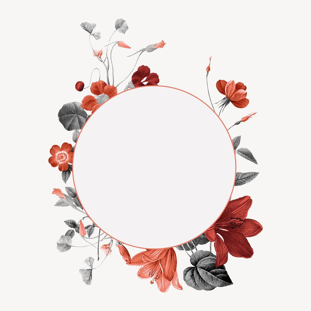 Floral frame collage element, aesthetic design vector