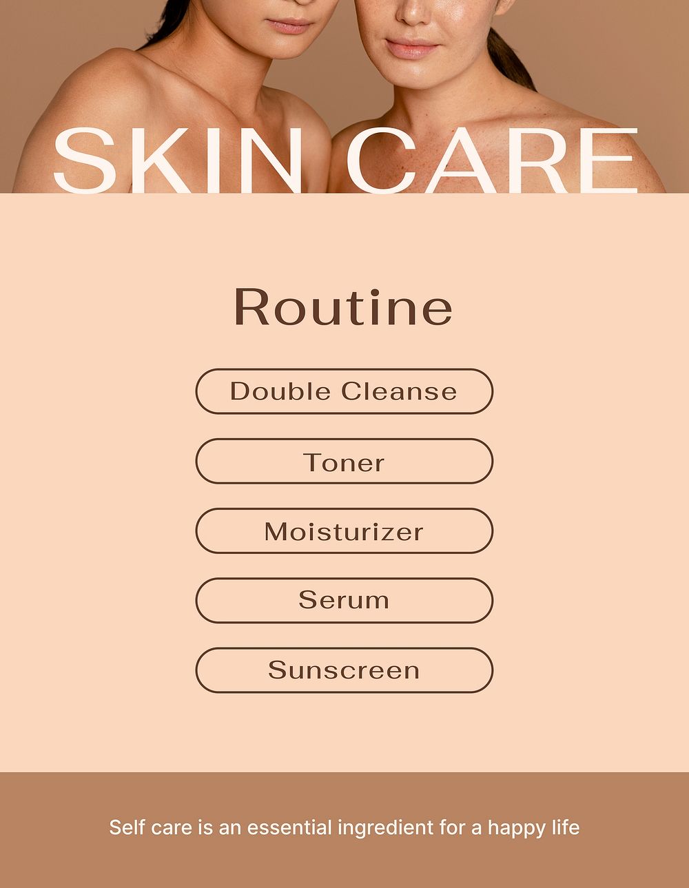 Skincare routine flyer editable template, earth tone design psd