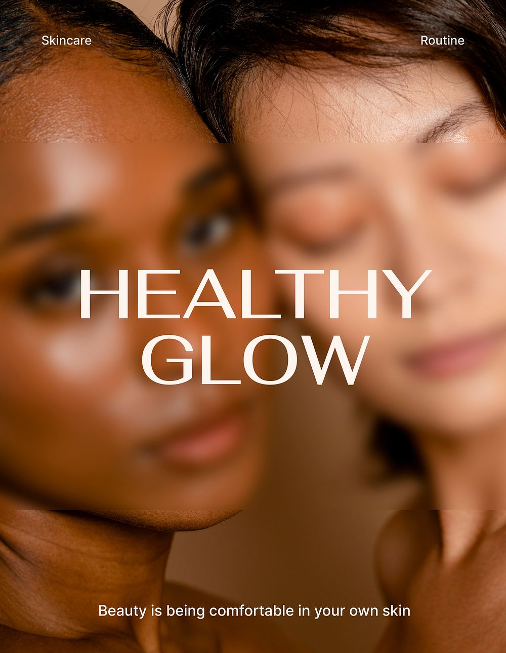 Glowy skin flyer editable template, skincare ad vector