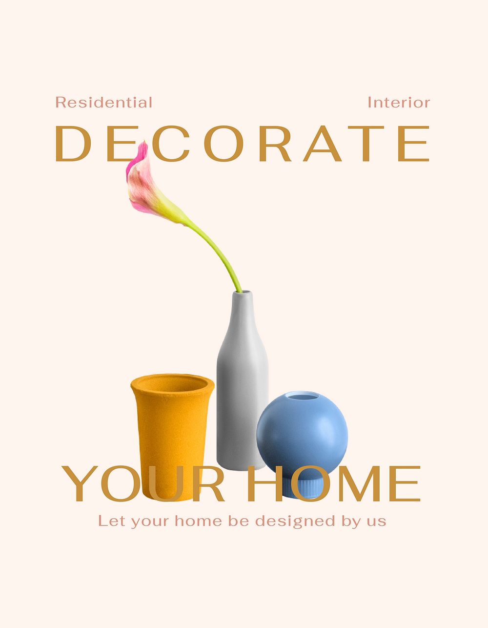 Home decoration flyer editable template, minimal design psd