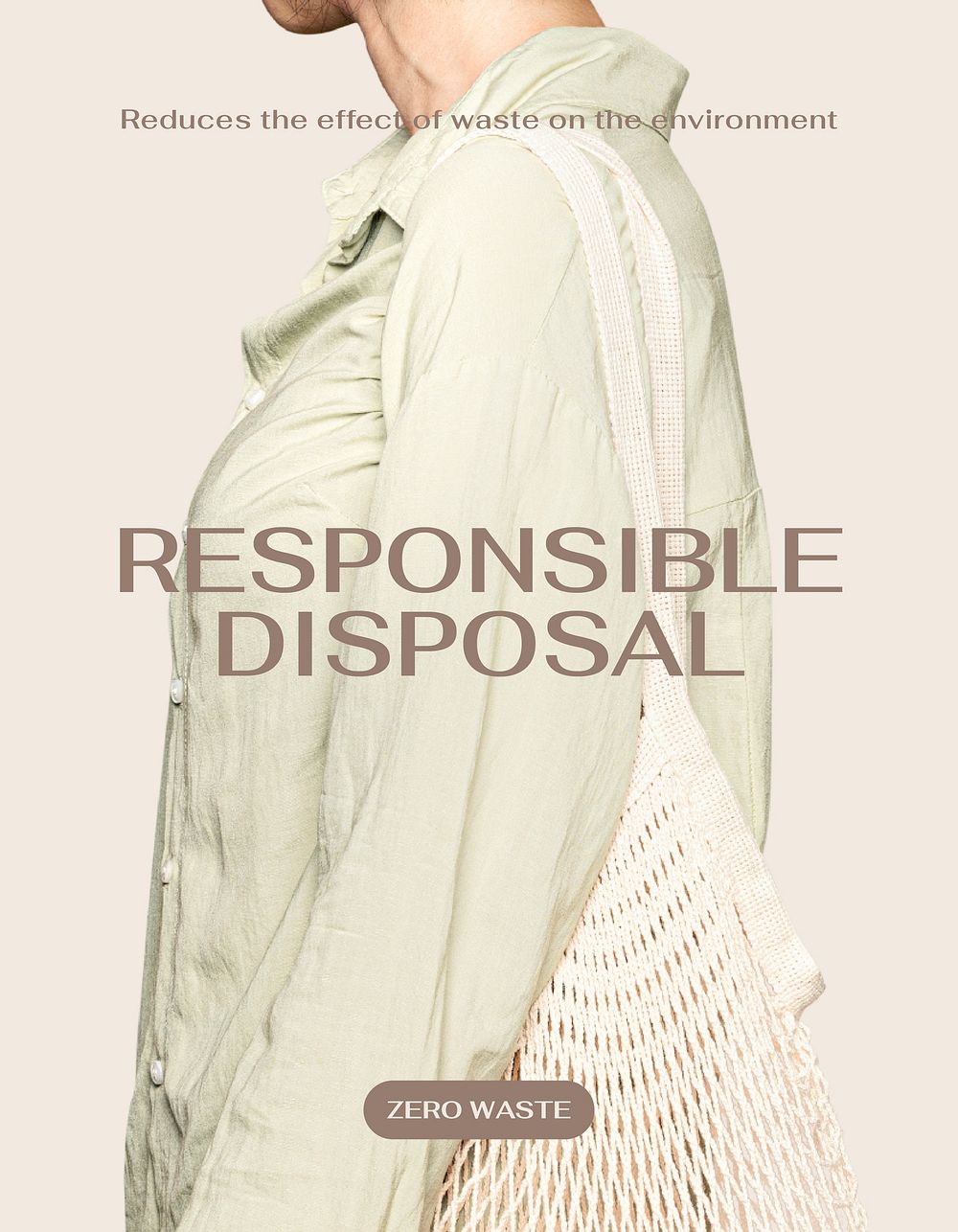 Responsible disposal flyer editable template, zero waste campaign vector