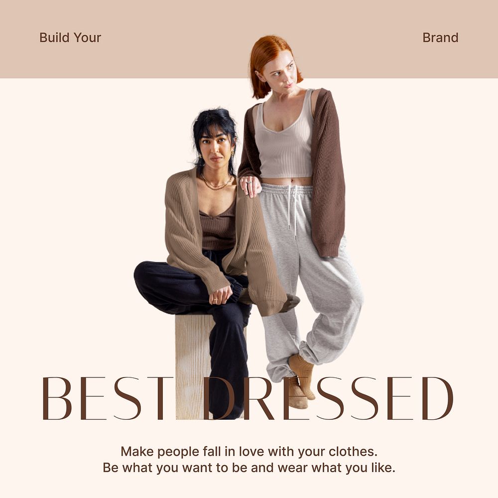 Women's loungewear Instagram post template, fashion ad vector