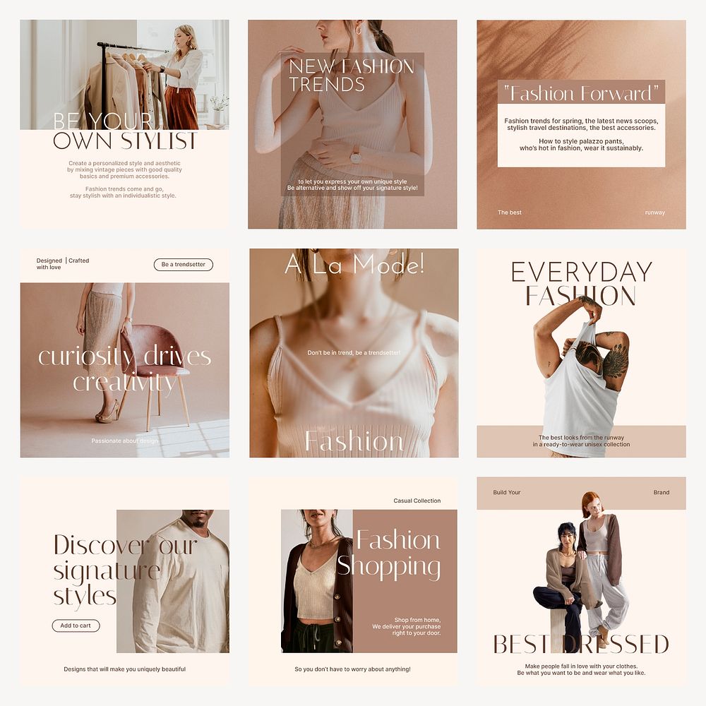 Minimal fashion Instagram post template set psd