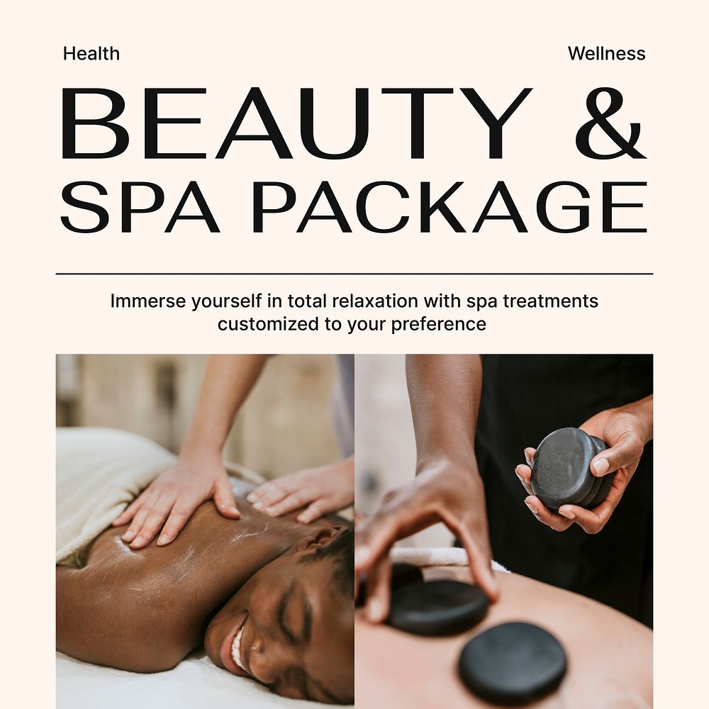 Beauty, spa Instagram post template, wellness business ad vector