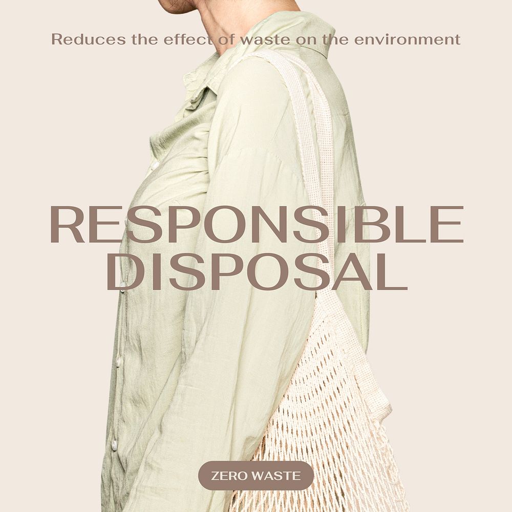 Responsible disposal Instagram post template, zero waste campaign vector
