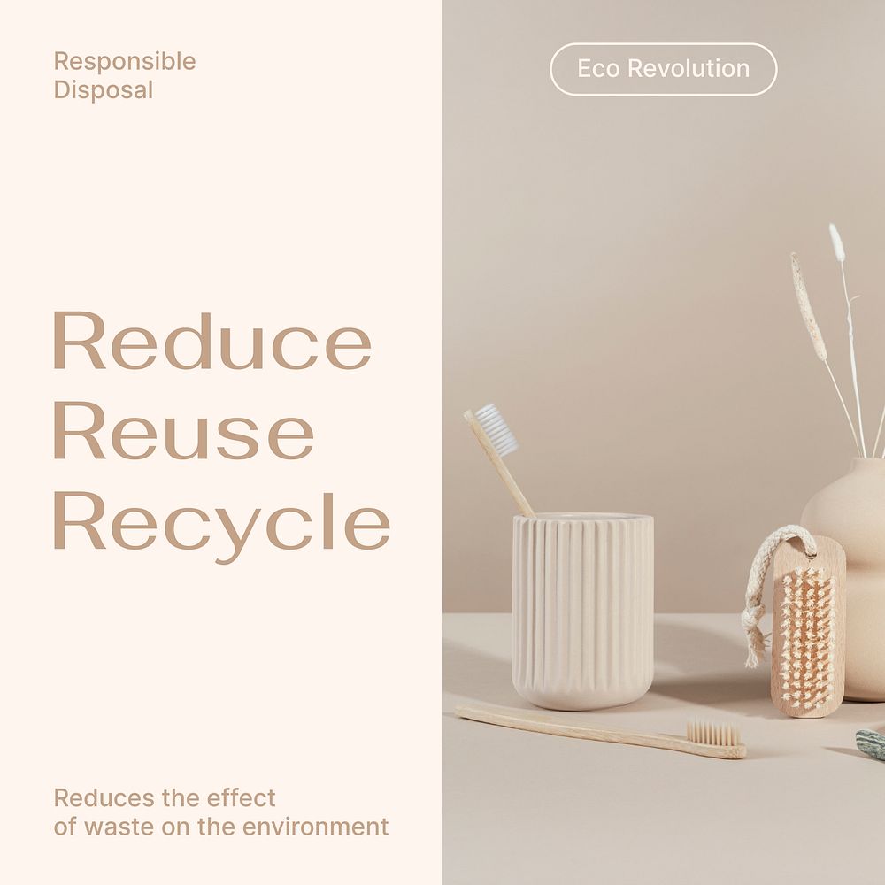 Sustainable business Instagram post template, recycle campaign vector