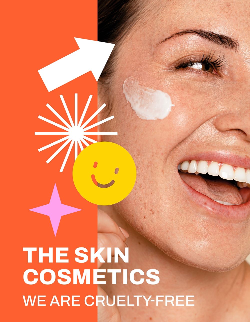 Cosmetics skincare flyer editable template, cute Memphis design vector