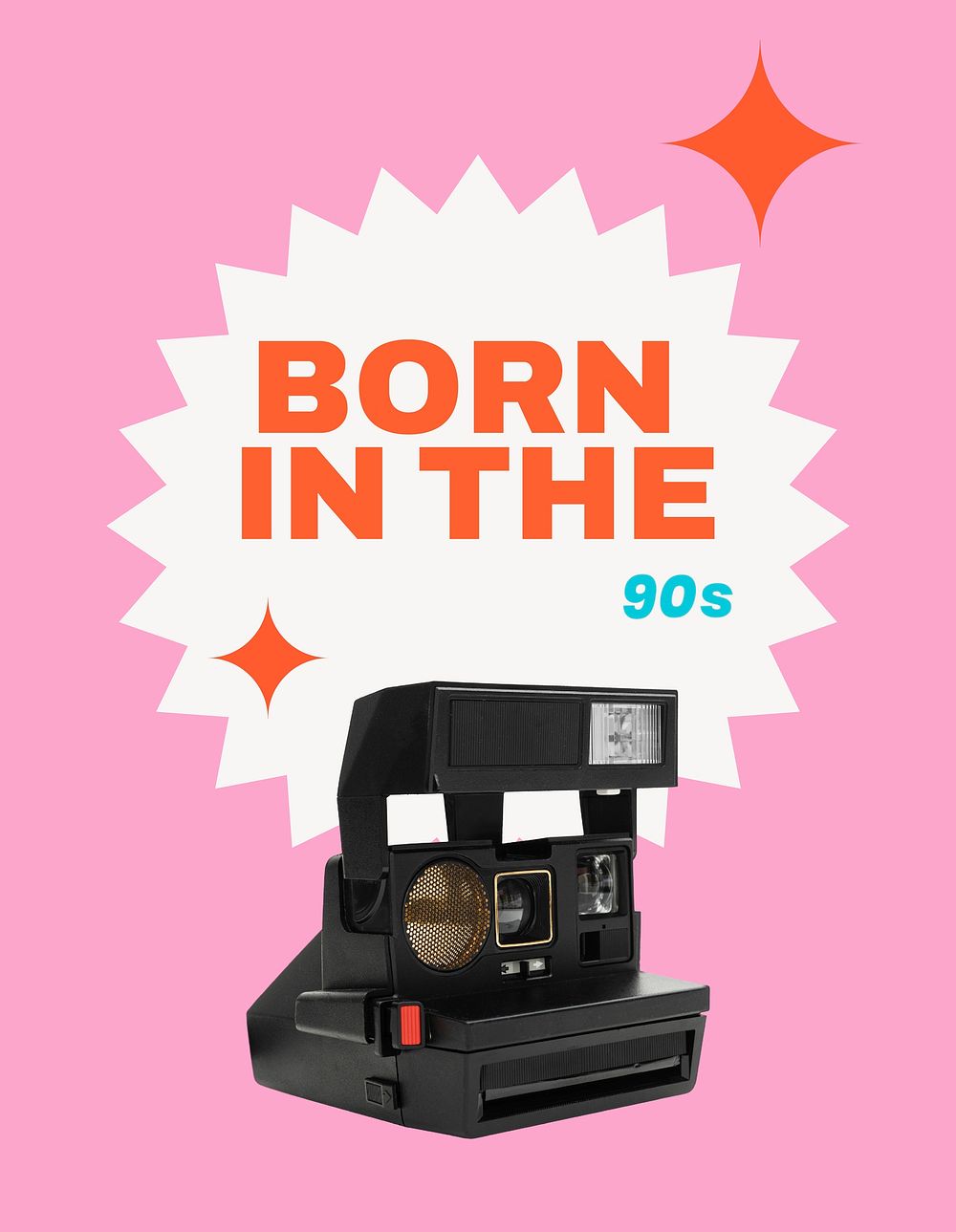 Retro aesthetic flyer editable template, pink funky design vector