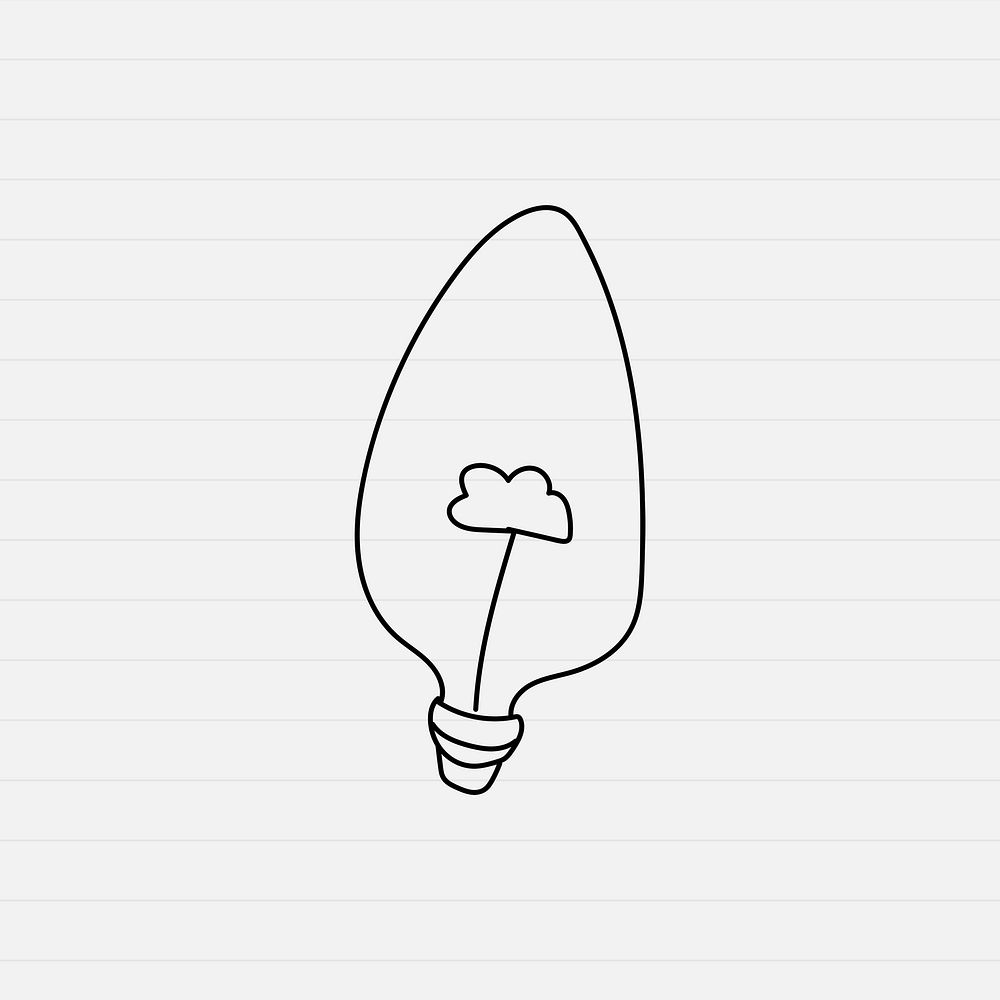 Doodle light bulb icon in simple style