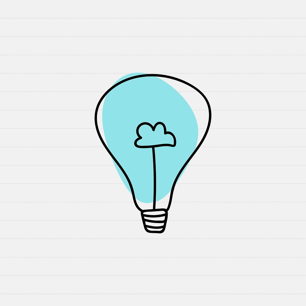 Blue doodle light bulb