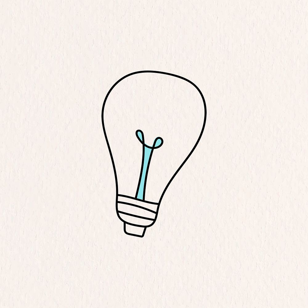Doodle light bulb in minimal style on beige background