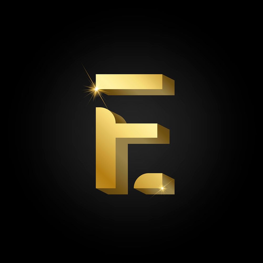 Capital letter E metallic gold typography vector