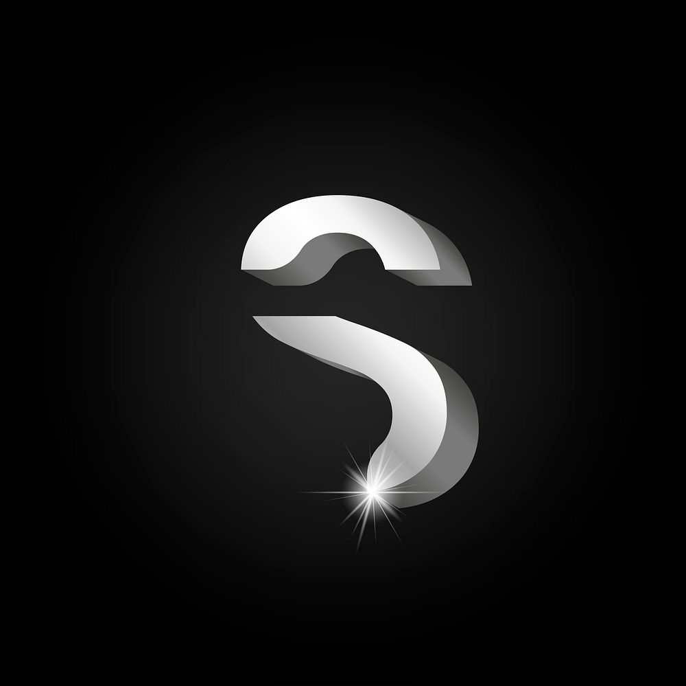 Capital letter S metallic silver typography vector