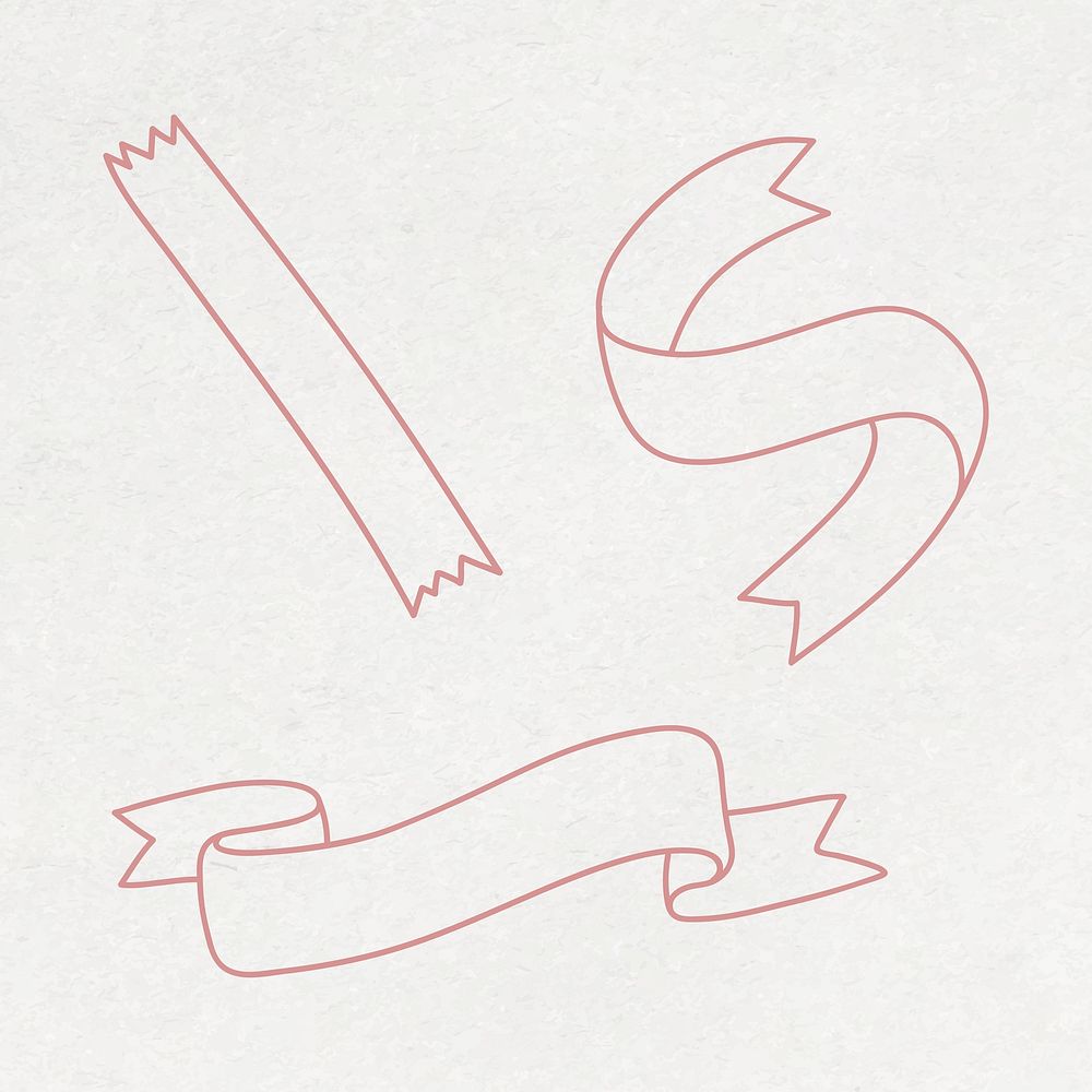 Hand drawn ribbon collection vector | Premium Vector - rawpixel