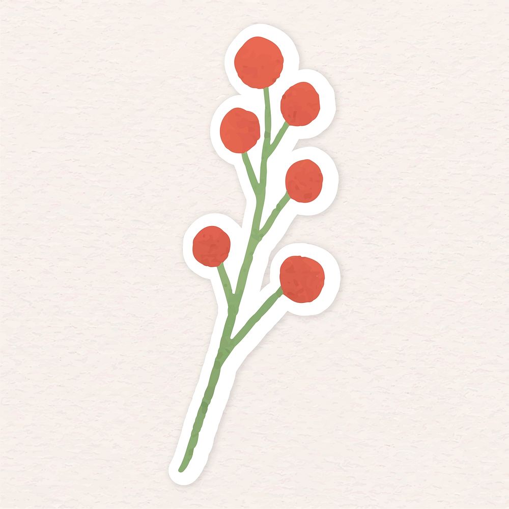 Red flowers sticker illustration