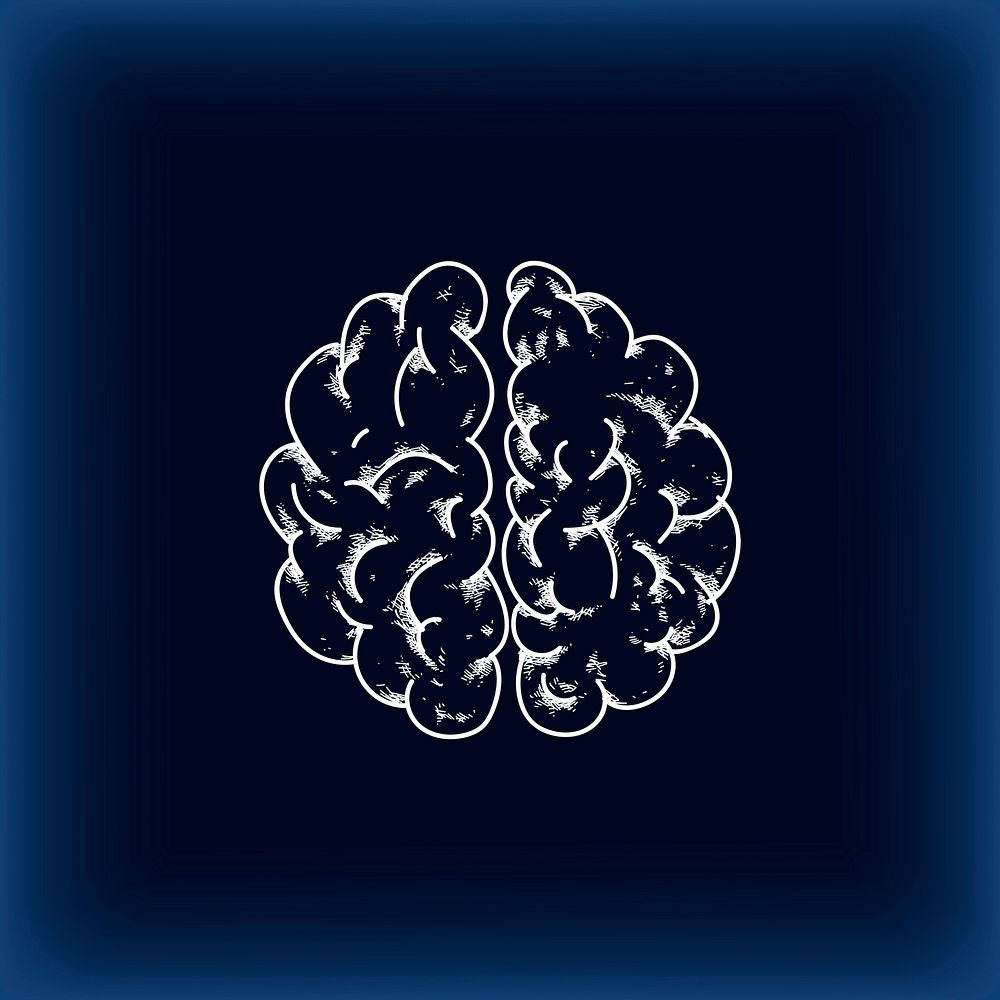 White brain doodle design vector