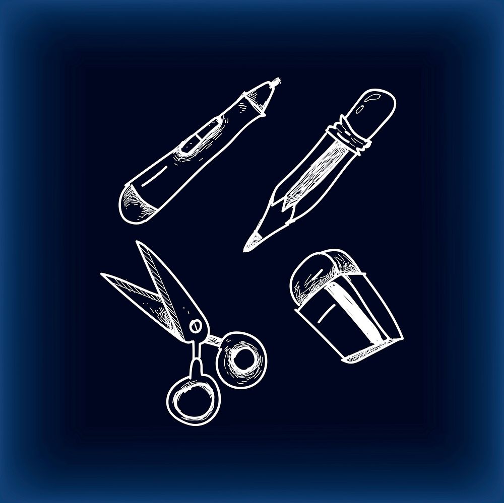 Staionery doodle design set vector