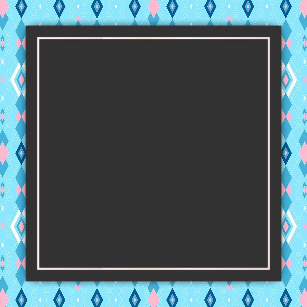 Bright blue geometric seamless patterned frame vector