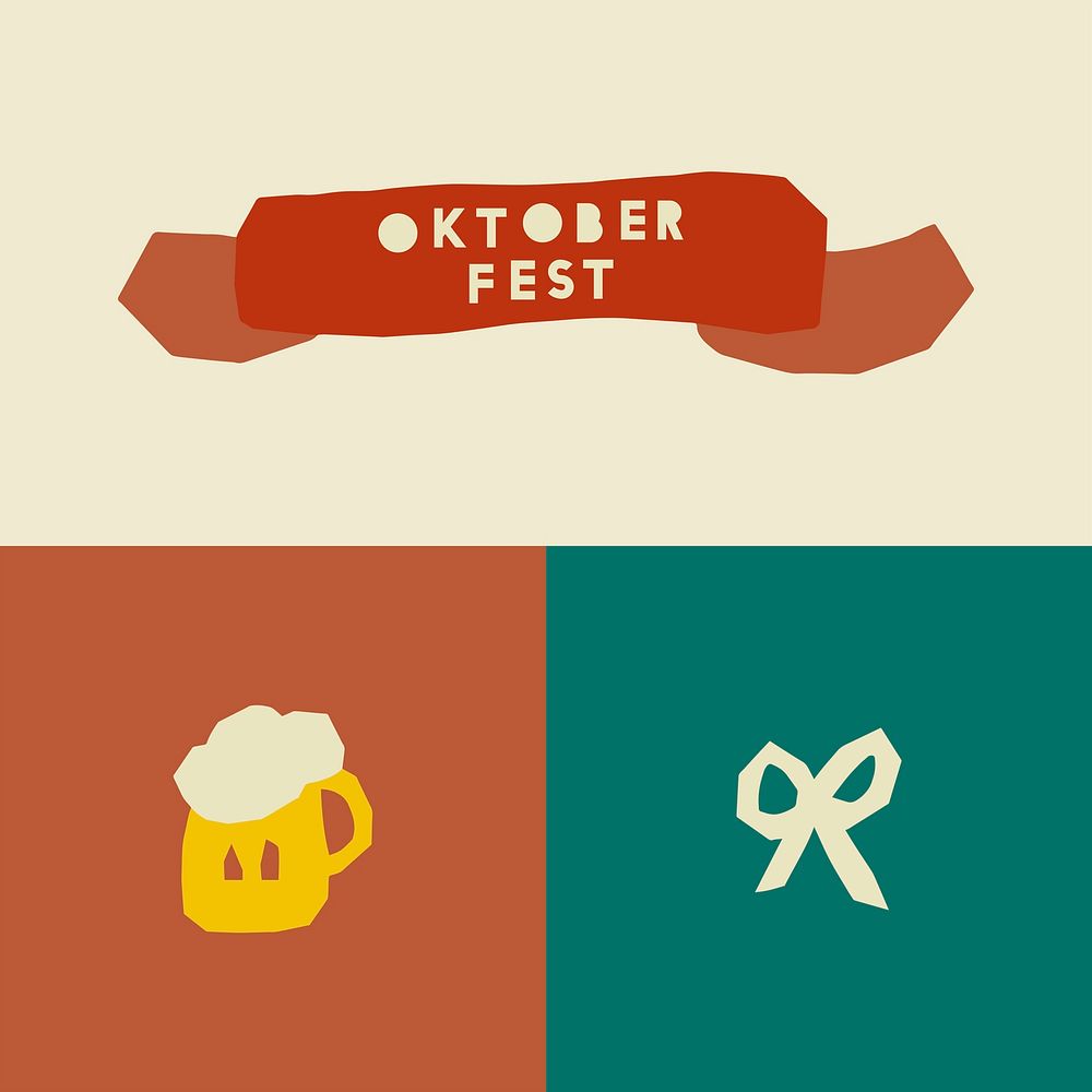 Cute Oktoberfest element vector set
