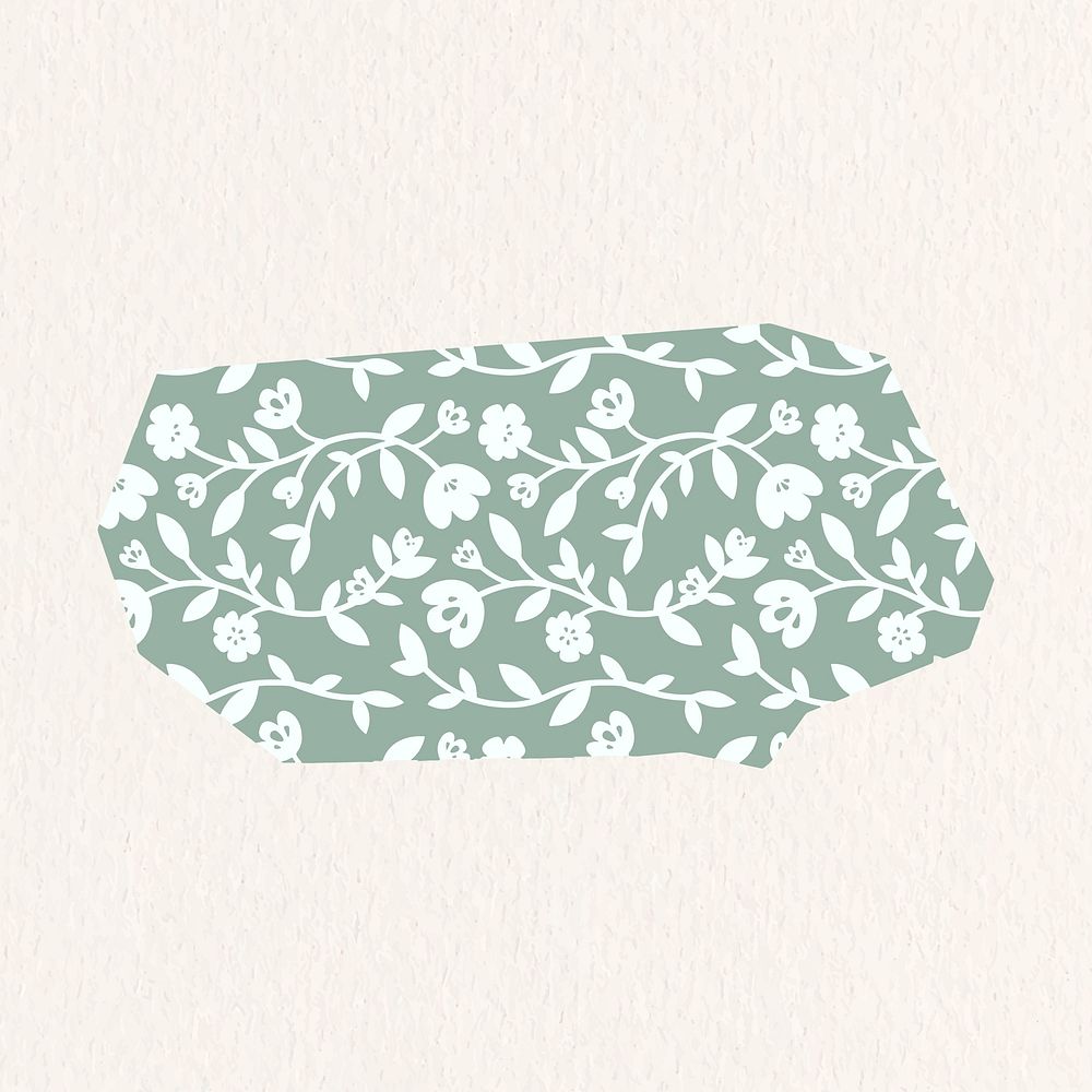 White and green floral pattern element illustration