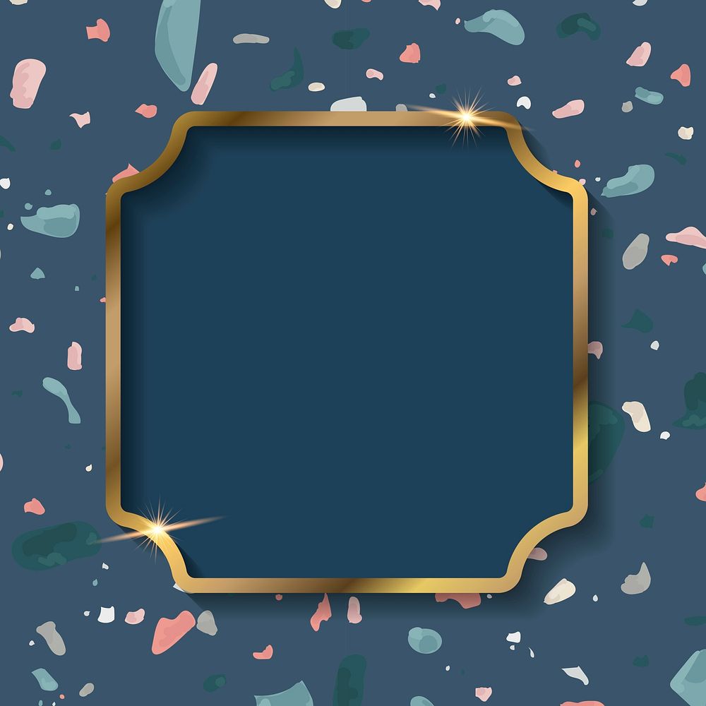 Gold frame on Terrazzo pattern background vector