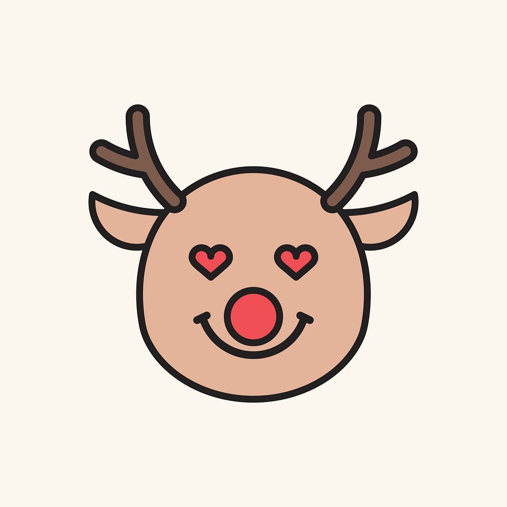 Hearted-eyes reindeer emoticon illustration