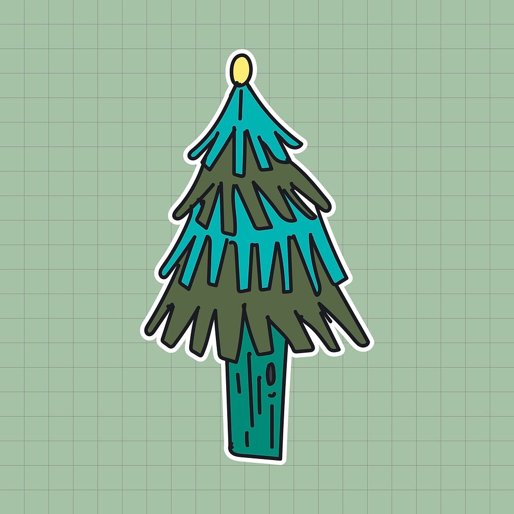 Hand drawn pine tree sticker illustration
